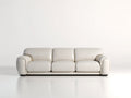 Divano lineare - Pelle - 232x101x89 cm - Bianco crema - Contemporaneo