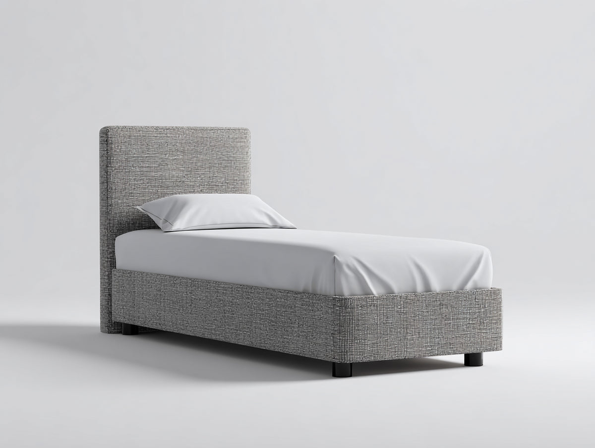Letto singolo - Tessuto - 211x102x113 cm - Grigio melange - Stile contemporaneo