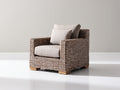 Poltrona da giardino - Rattan sintetico-Tessuto - 90x86x80 cm - Naturale-Crema - Rustico contemporaneo