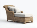Lettino prendisole - Rattan-Tessuto - 201x89x94 cm - Naturale-Avorio - Stile classico