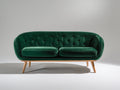 Divano lineare - Velluto-Legno - 189x88x82 cm - Verde smeraldo - Retrò moderno