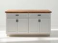 Credenza - Legno-Metallo - 150x60x90 cm - Bianco-Legno naturale-Nero - Stile country moderno