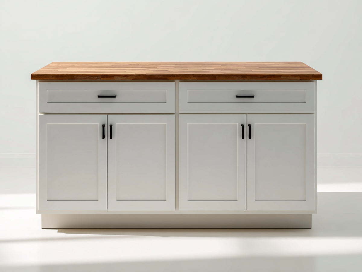 Credenza - Legno-Metallo - 150x60x90 cm - Bianco-Legno naturale-Nero - Stile country moderno