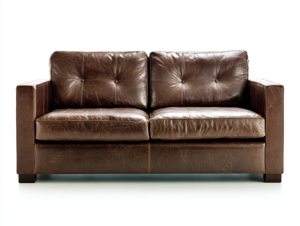 Divano a due posti-Pelle-192x91x84 cm-Marrone-Stile vintage