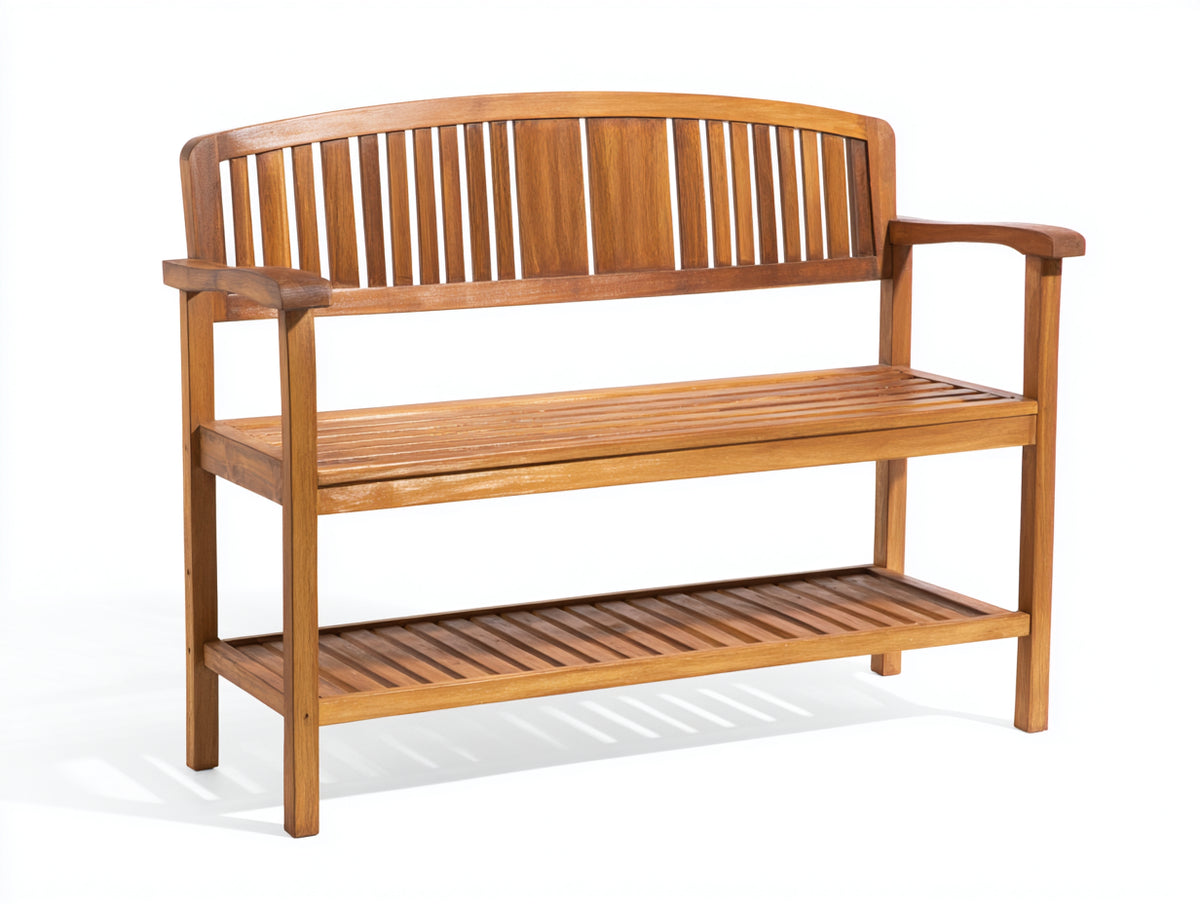 Panche da giardino - Legno - 142x58x96 cm - Marrone miele - Stile classico