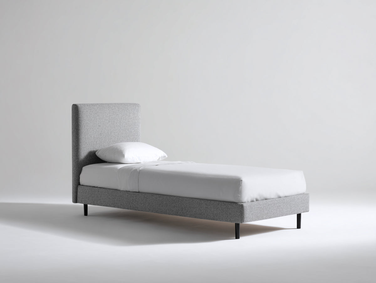 Letto singolo - Tessuto - 214x103x116 cm - Grigio chiaro - Stile minimalista
