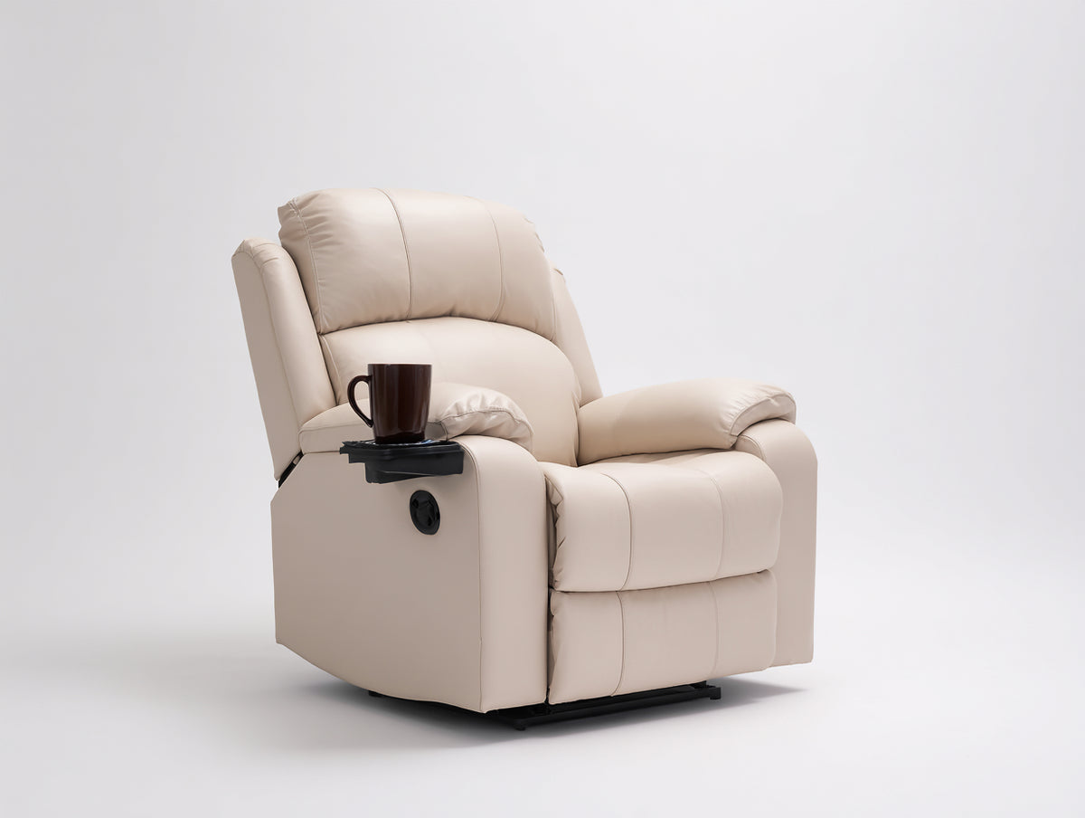 Poltrona reclinabile - similpelle - 100x93x107 cm - crema chiaro - moderno