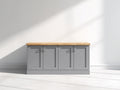 Credenza - Legno - 152x44x78 cm - Grigio chiaro freddo-Legno naturale - Stile classico moderno
