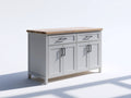 Credenza - Legno-Metallo - 130x50x90 cm - Bianco-Legno naturale-Grigio scuro - Stile country moderno
