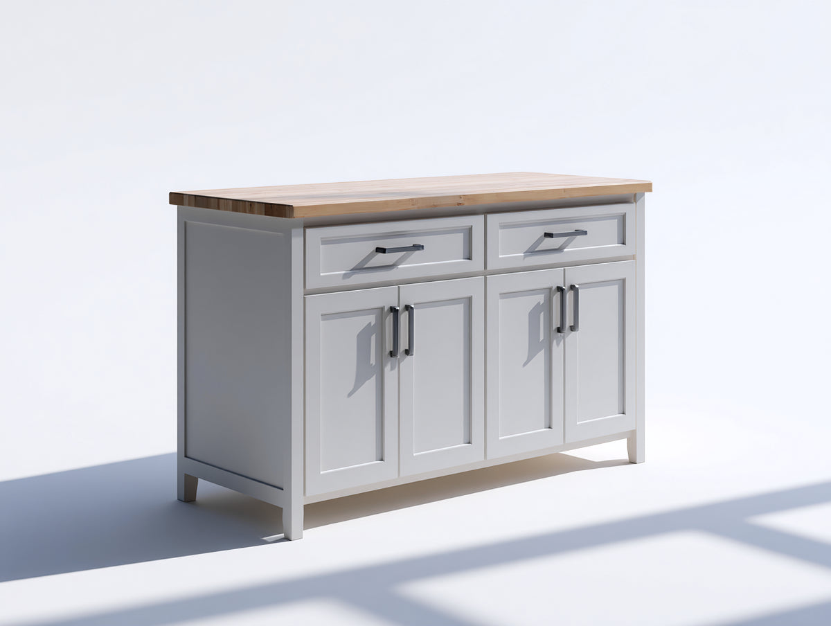 Credenza - Legno-Metallo - 130x50x90 cm - Bianco-Legno naturale-Grigio scuro - Stile country moderno