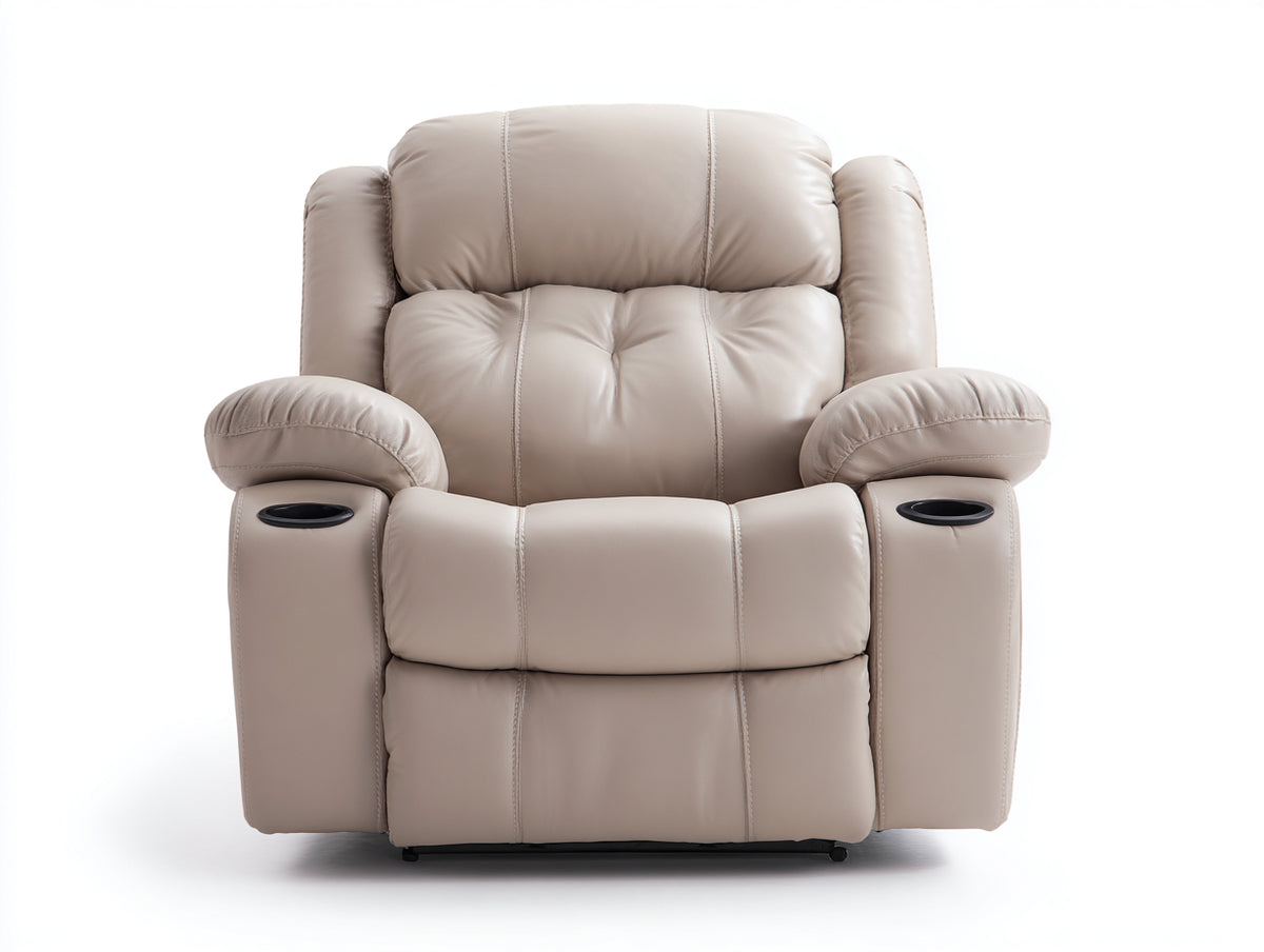 Poltrona reclinabile - similpelle - 98x94x106 cm - beige chiaro - moderno