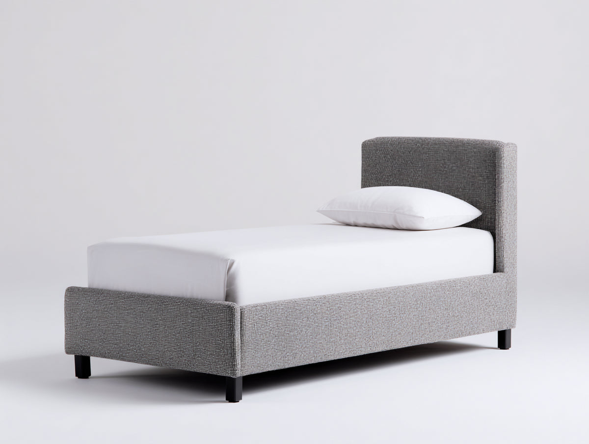 Letto singolo - Tessuto - 213x104x101 cm - Grigio tortora - Stile contemporaneo