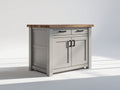 Credenza - Legno-Metallo - 110x55x90 cm - Grigio chiaro-Legno naturale-Nero - Stile country moderno