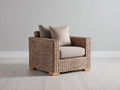 Poltrona da giardino - Rattan sintetico-Tessuto - 91x86x81 cm - Naturale-Tortora chiaro - Naturale contemporaneo