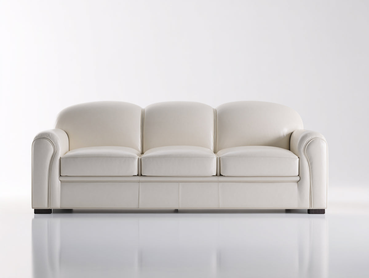 Divano lineare - Pelle - 218x95x87 cm - Avorio - Classico contemporaneo
