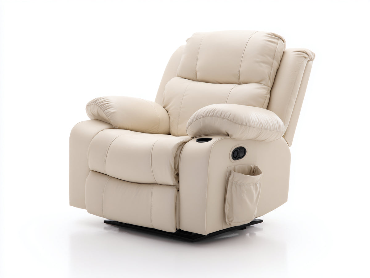 Poltrona reclinabile - similpelle - 101x94x107 cm - crema - moderno