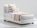 Letto singolo - Ecopelle - 212x103x108 cm - Bianco avorio - Stile moderno